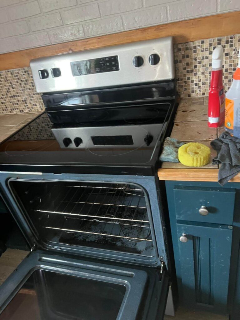 An oven after being deep cleaned